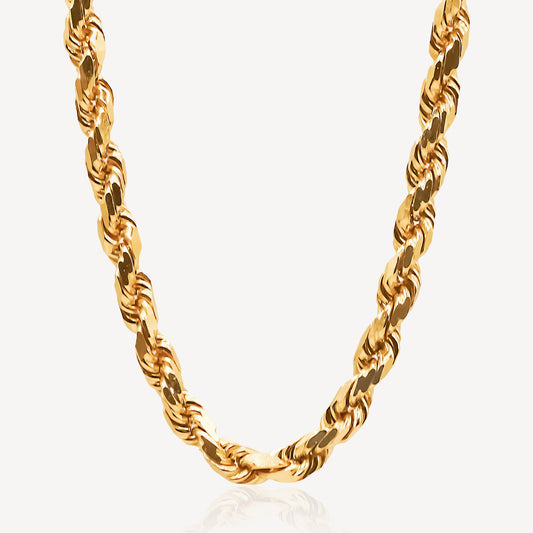 916 Gold Solid Rope Necklace (6.8mm Series)