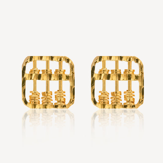 916 Gold Square Abacus Earring