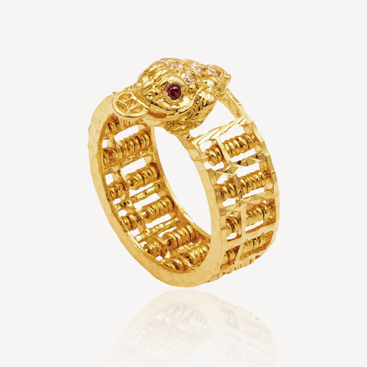 916 Gold Toad Abacus Ring