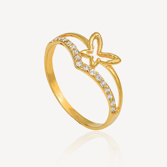 916 Gold Zirconia Butterfly Ring