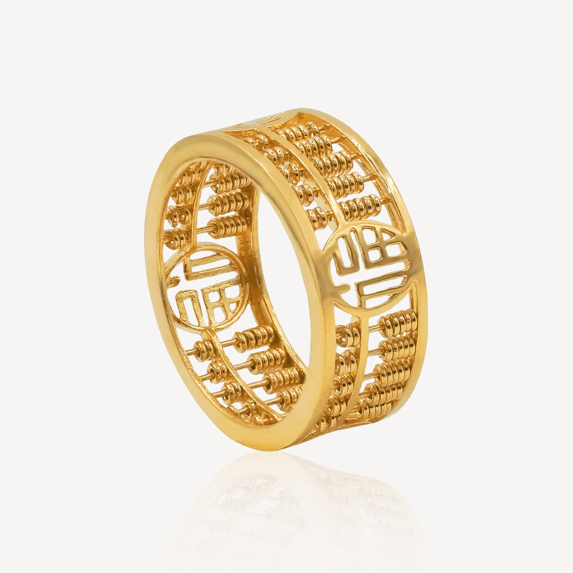 916 Gold 福 Abacus Ring(10mm) – Top Gold Shop - Main Image