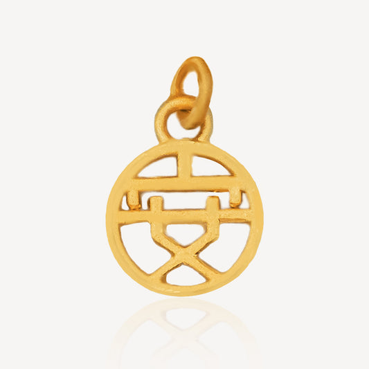 999 Gold 安 Pendant with Bracelet