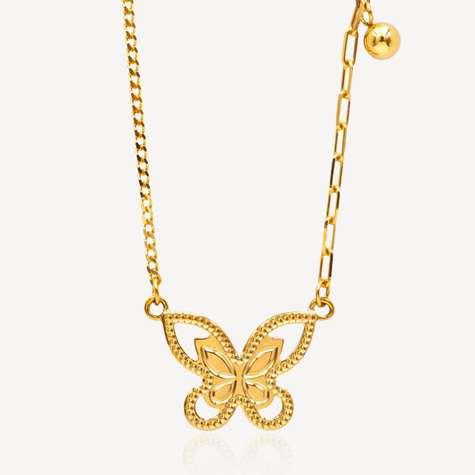 999 Gold Butterfly Dreams Necklace