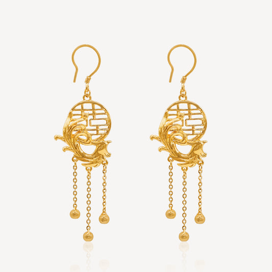 999 Gold Phoenix Earring