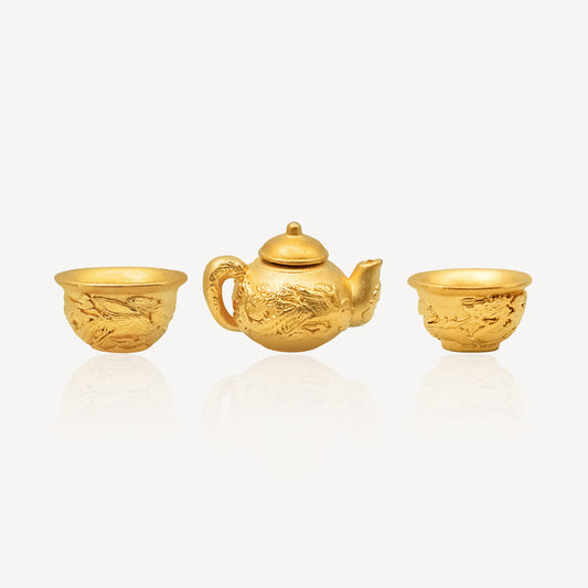 999 Gold Teapot Set Ornament