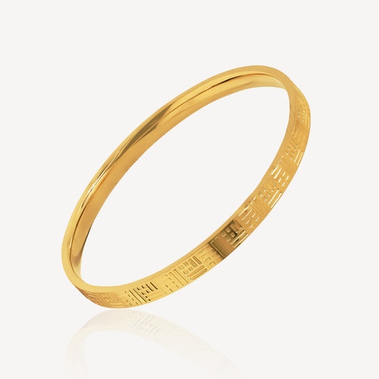 999 Gold 福 Stamp Bangle