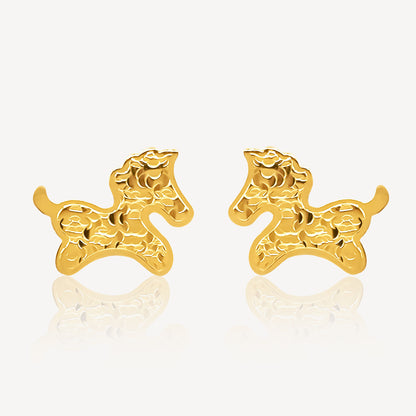 916 Gold Unicorn Horse Earring