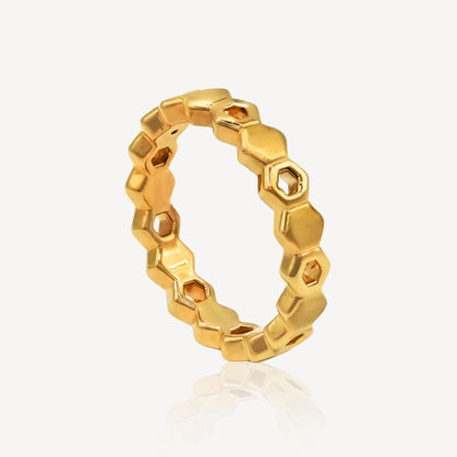 999 Gold Honeycomb Ring