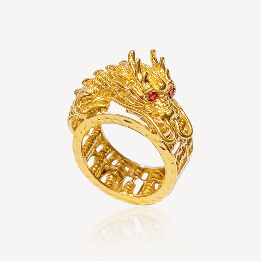 916 Gold Dragon Abacus Ring