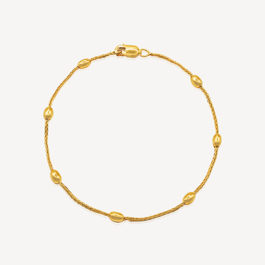 916 Gold Oval Bead Bracelet