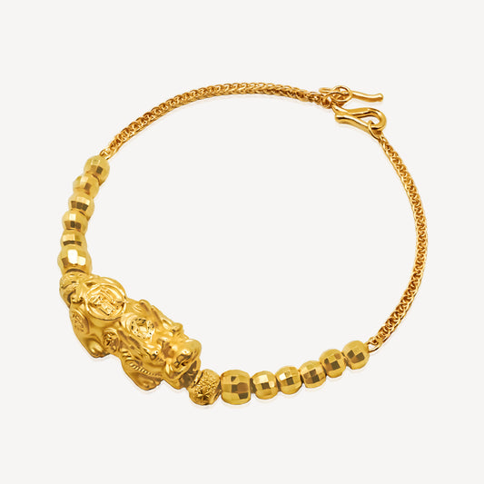 999 Gold Pixiu Bracelet with S Hook