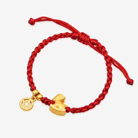 999 Gold Rocking Horse String Bracelet