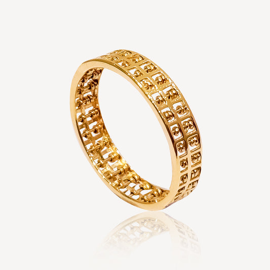 916 Gold Thin Abacus Ring