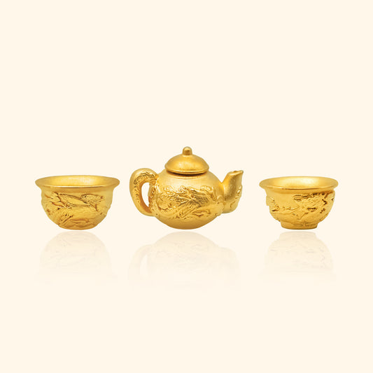 999 Gold Teapot Set Ornament