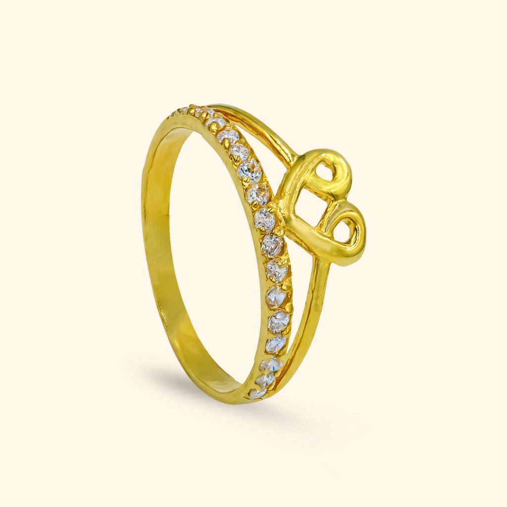 Gold Zirconia Heart Ring top gold shop 916 gold jewellery in singapore