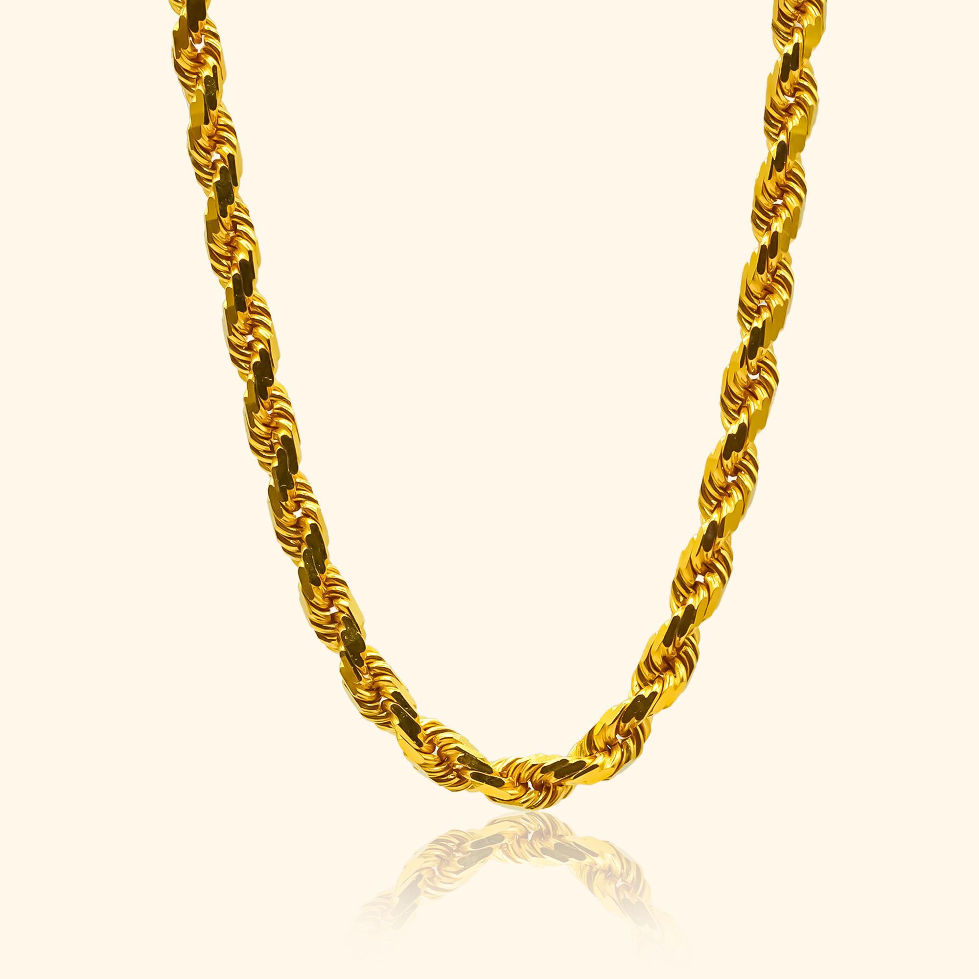 Gold jewelry in singapore, necklace 916 Gold Solid Rope Chain