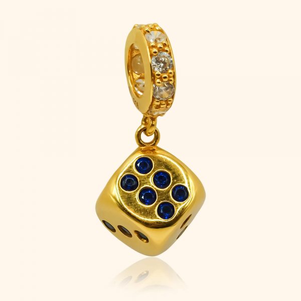 916 gold jewellery product with a dice charm pendant from top gold shop in singapore