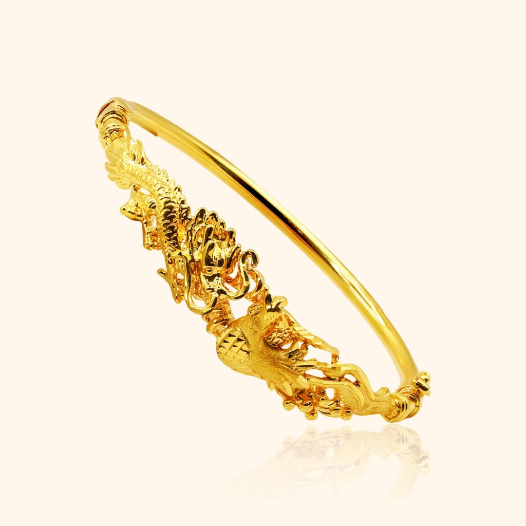 916 gold jewellery product with a dragon phoenix bangle from top gold shop singapore