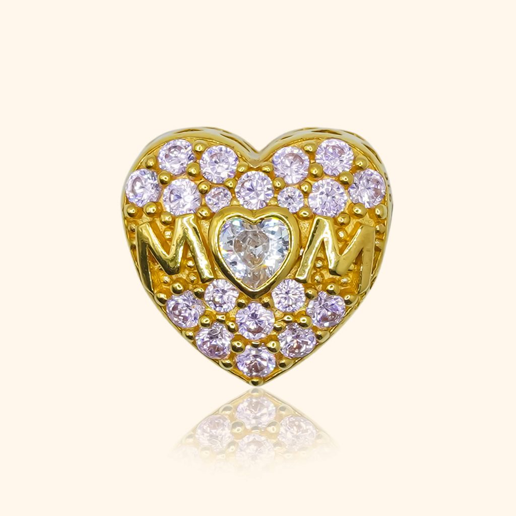 916 gold with a love mom shape charm pendant from top gold shop product in singapore