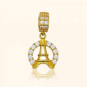 gold charm pendant with a paris eiffel shape, 916 gold paris effiel
