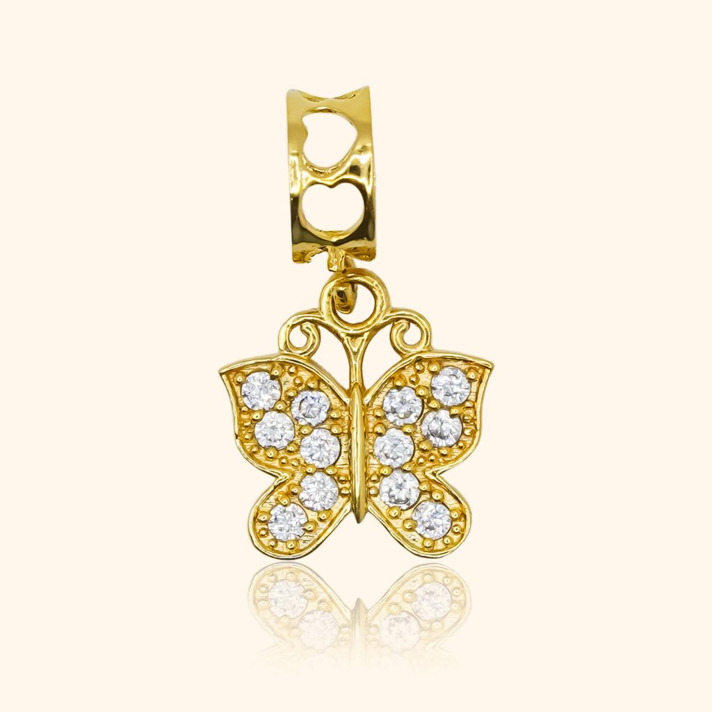 916 gold product jewelry with a zrconia butterfly charm pendant shape from top gold shop