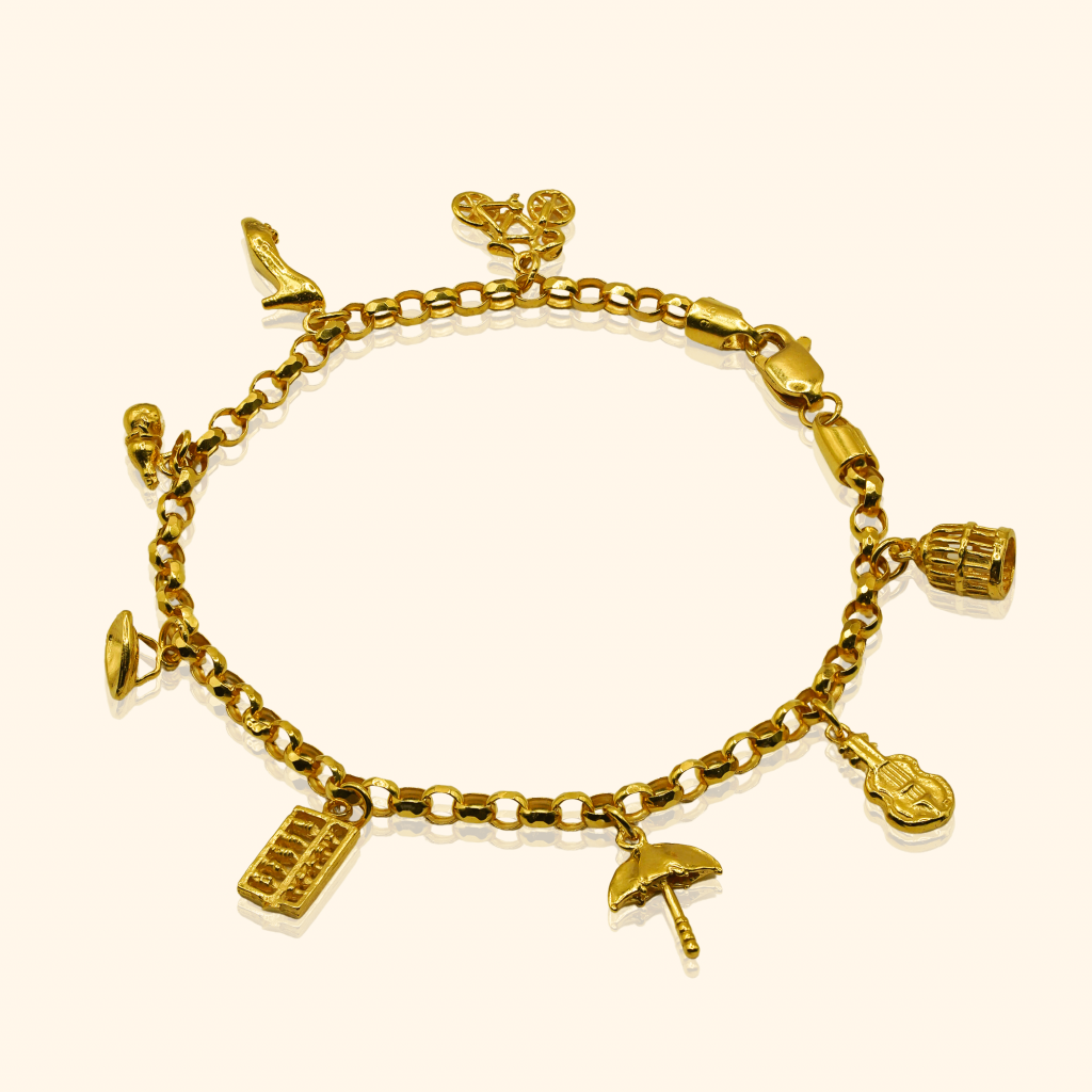 916 gold bracelet with a 8 treasures design from top gold shop a cheapest gold jewellery in singapore