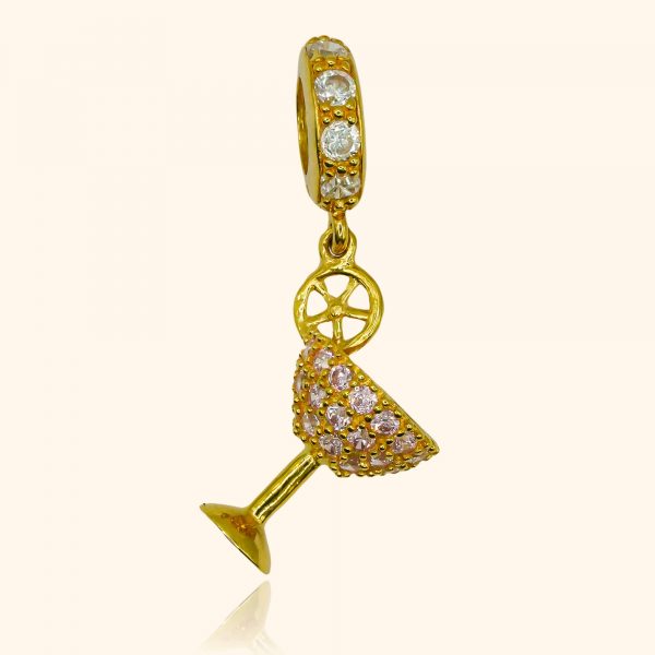 916 gold pendant with champagne glass design from top gold shop product the cheapest gold jewellery in singapore