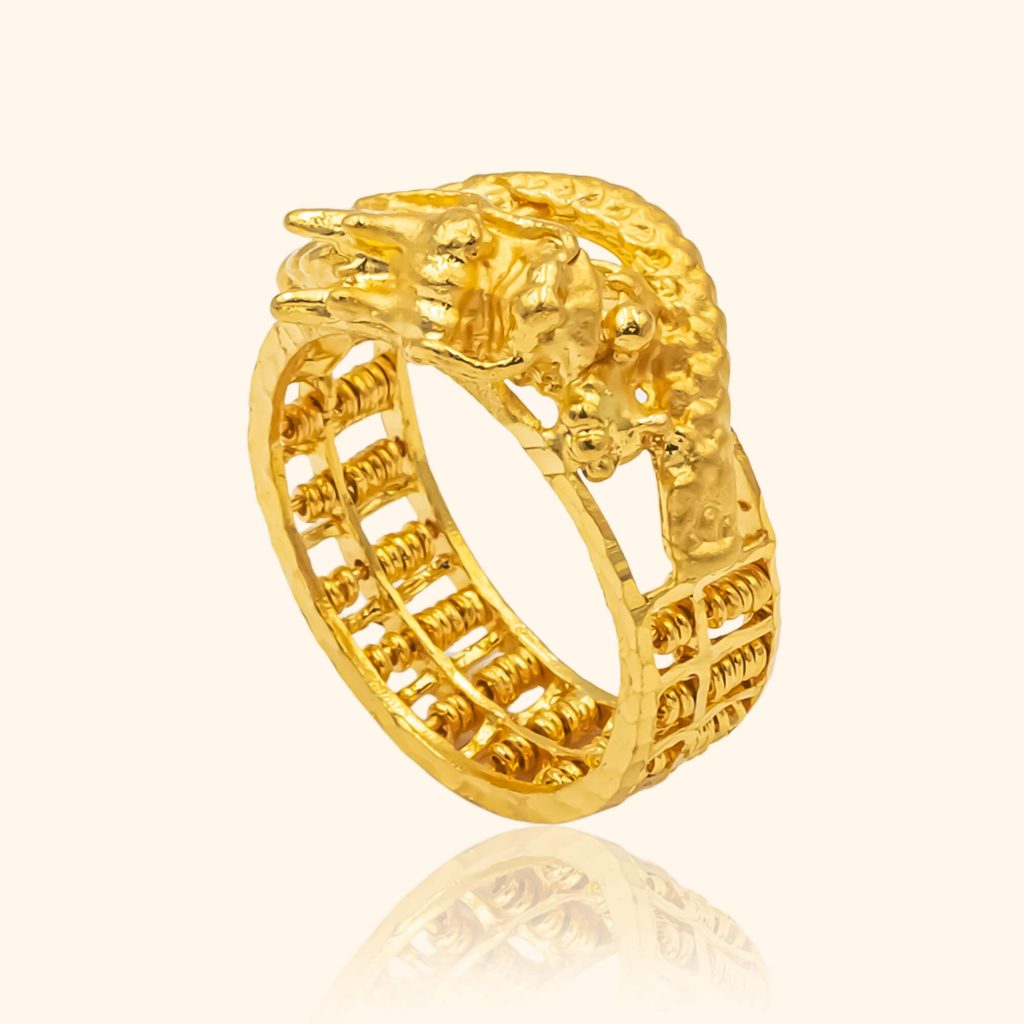 916 gold ring with a dragon abacus design from top gold shop