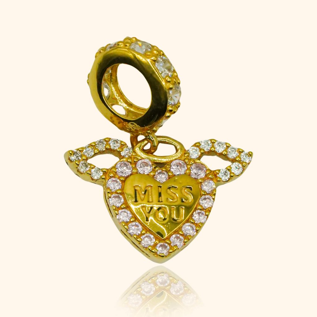 916 gold pendant with a miss you heart design from top gold shop product the cheapest gold jewellery in singapore