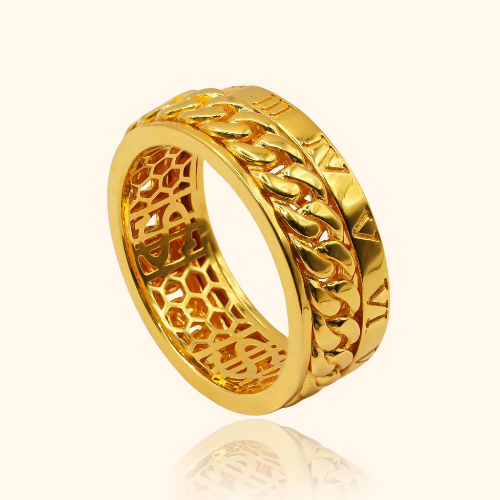 916 gold ring with a Mix abacus and roman ring design from top gold shop