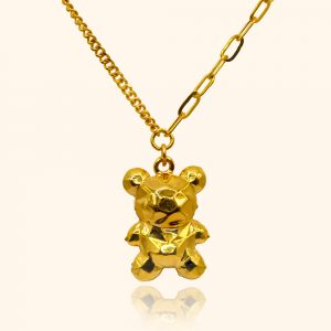 916 gold necklace with a teddy bear design from top gold shop