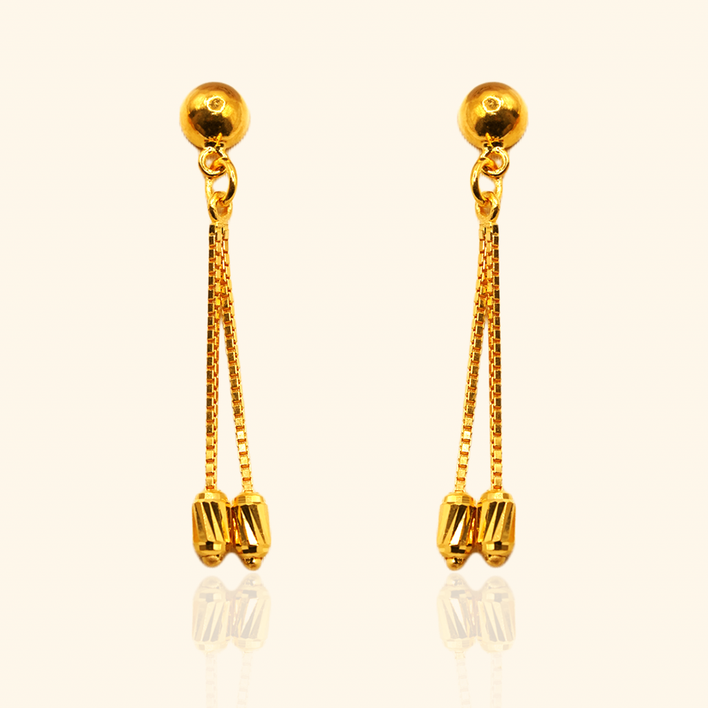 916 gold earring product with a dangling beads design from top gold shop, a cheapest gold jewellery in singapore