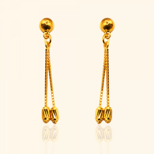 916 gold earring product with a dangling beads design from top gold shop, a cheapest gold jewellery in singapore