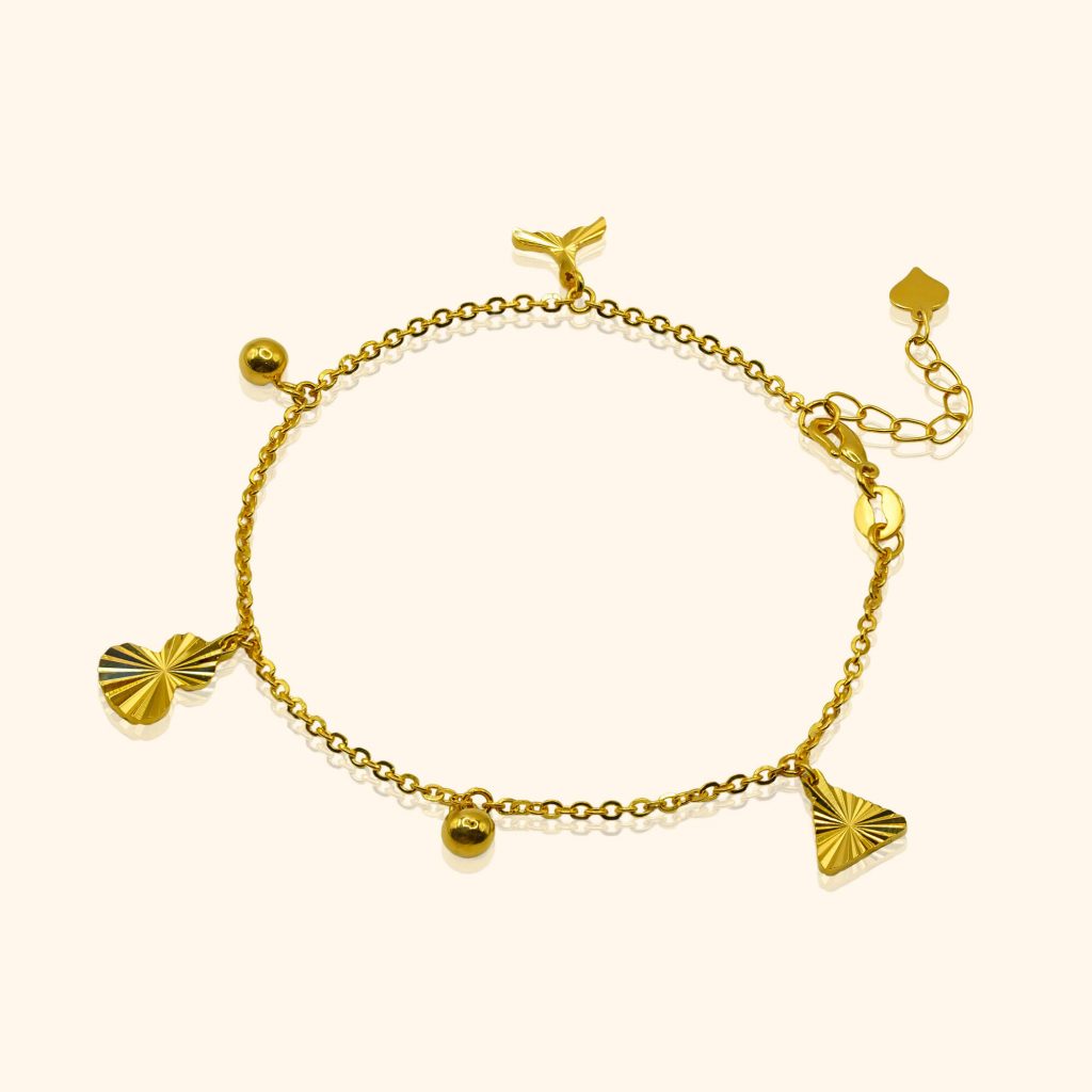 916 gold jewellery a bracelet with a dangling design from top gold shop a cheapest gold jewellery in singapore