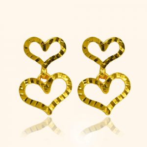 916 gold jewellery a earrings with a double hearts design from top gold shop a cheapest gold jewellery in singapore
