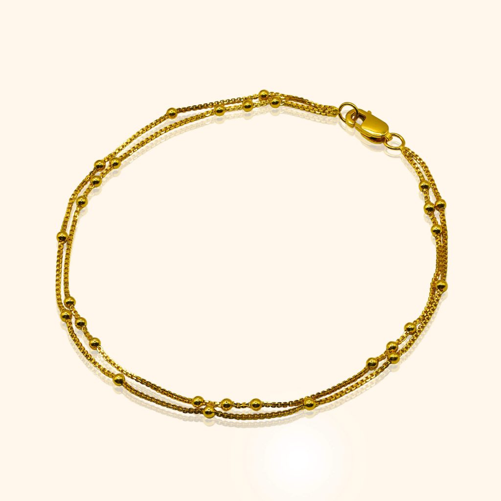 916 gold jewellery a bracelet with a double layer beads design from top gold shop a cheapest gold jewellery in singapore