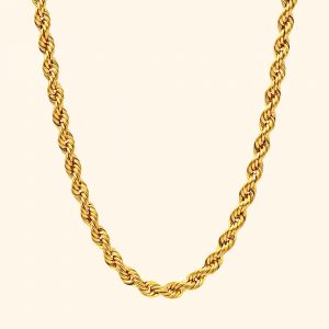 916 Gold hollow rope 3mm series chain necklace gold jewellery in singapore