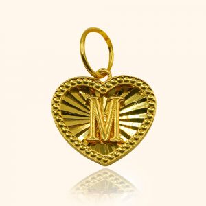 916 gold jewellery a pendant with a M heart design from top gold shop a cheapest gold jewellery in singapore