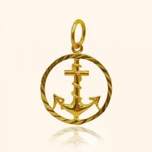 916 gold jewellery a pendant with a round anchor design from top gold shop a cheapest gold jewellery in singapore