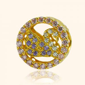 916 gold charm with a round swan design from top gold shop product, cheapest gold jewellery in singapore