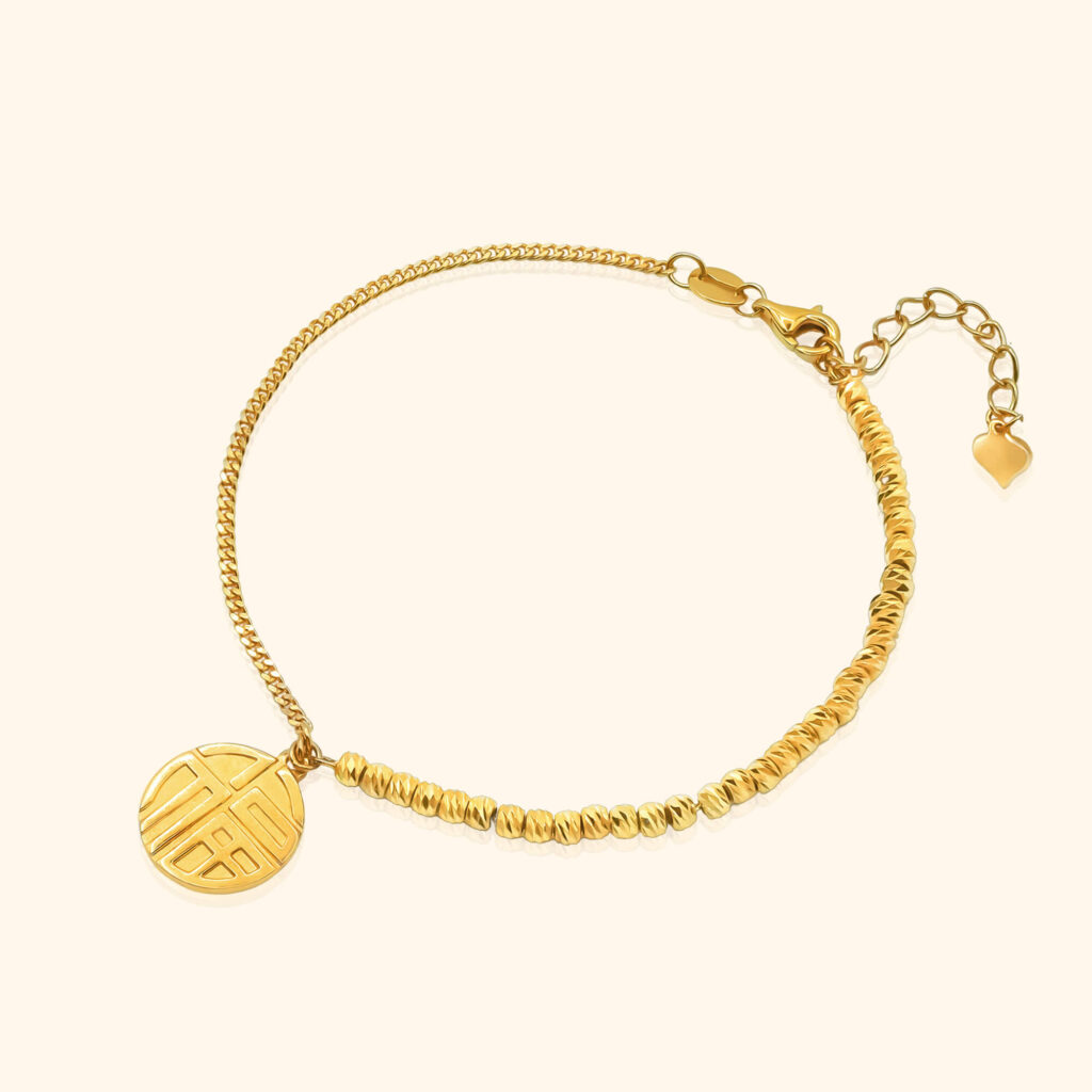 999 gold jewellery a bracelet with a duo chain luck design from top gold shop a cheapest gold jewellery in singapore