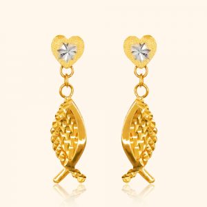 916 gold heart fish earrings gold jewellery in singapore