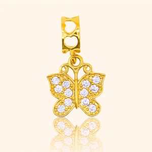 916 Gold Zircon Butterfly Pendant gold jewellery in singapore