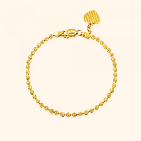 916 Heart Tag Beads Bracelet gold jewellery in singapore