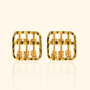 916 Gold Abacus Square Earring gold jewellry in singapore