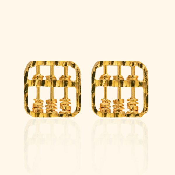 916 Gold Abacus Square Earring gold jewellry in singapore