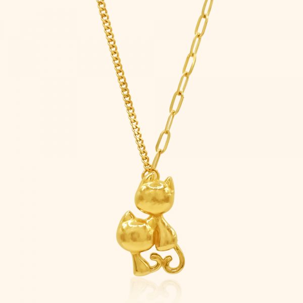 916 Gold Cats Necklace gold jewellery in singapore