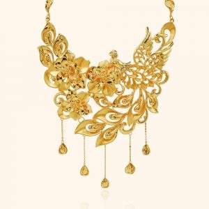 999 Gold Flower Phoenix Necklace gold jewellery in singapore