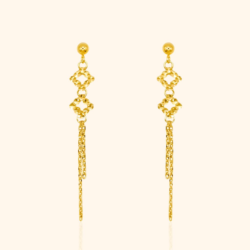 916 Dangling Square Earring gold jewellery in singapore