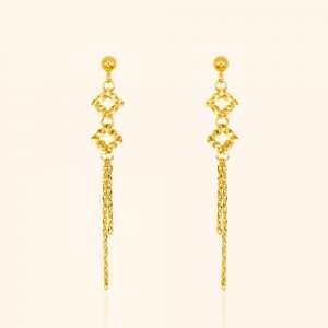 916 Dangling Square Earring gold jewellery in singapore